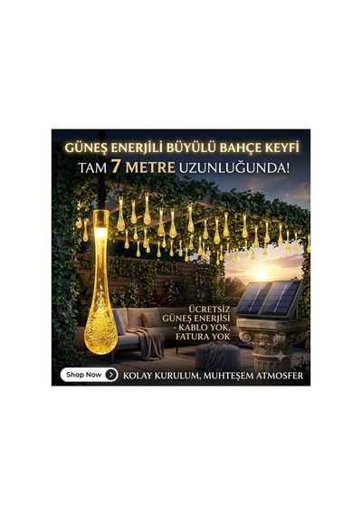 7 Metre Solar Damla Led Aydınlatma - Güneş Enerjili Dekoratif Bahçe Ve Balkon Işığı Diğer