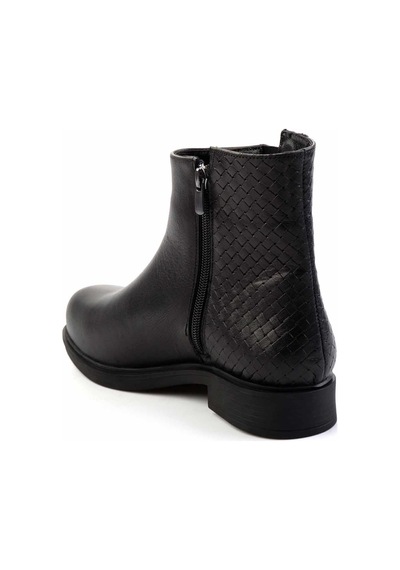 Siyah Siyah Hakiki Deri Kadın Bot & Bootie K02586307003 Siyah