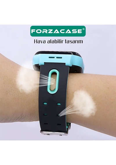 Forzacase 15mm Akıllı Çocuk Saatleri İle Uyumlu Çift Renk Şık Silikon Kordon Kayış - Fc888 Mavi