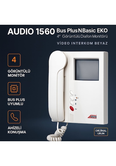 Audıo 1560 Bus Plus N Basic Eko 4 Görüntülü Diafon Monitörü Video Interkom Beyaz