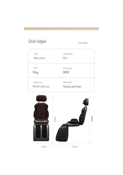 Masaj Koltuğu Boyun Bel Kalça Bacak Ayak Masajı Çok Fonksiyonlu Titreşimli Vücut Yoğurma Minderi Kahverengi