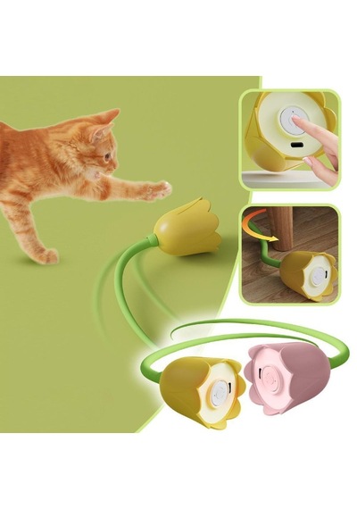 Hareketli Çiçek Kedi Oyuncağı Çok Renkli