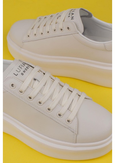 LUFIAN Beyaz Gage Erkek Deri Sneaker Ayakkabı
