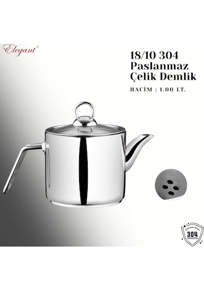 Prizma Orta Boy Çelik Kulplu Çaydanlık Takımı Çelik