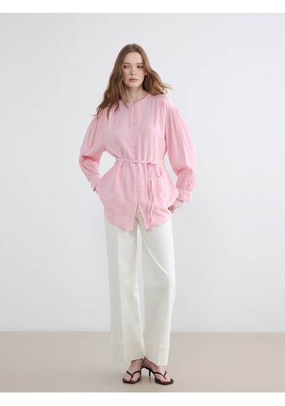 Lcw Modest Pembe Krinkle Kadın Gömlek Tunik