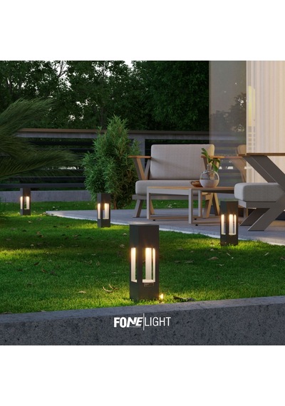 FoneLight AKA Set Üstü 35 cm LED Bahçe Yol Aydınlatması Antrasit Alüminyum IP65 Peyzaj Aydınlatma Armatürü 3000K