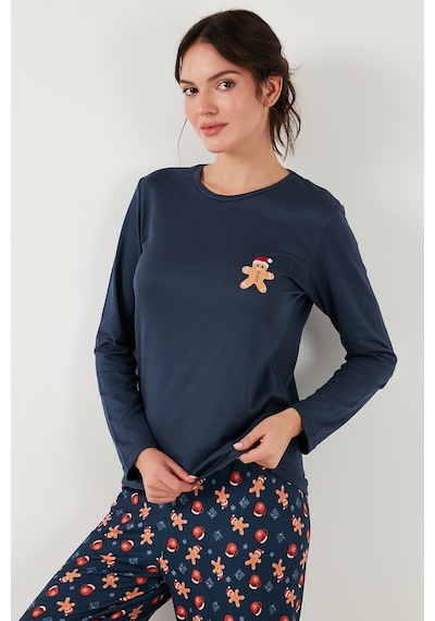 Lela Streç Regular Fit Beli Lastikli Bisiklet Yaka Bayan Pijama Takımı 65714101 Lacivert Lela Streç Regular Fit Beli Lastikli Bisiklet Yaka Bayan Pijama Takımı 65714101 Lacivert