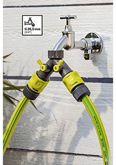 Eco Musluk Adaptörü İki Hortum Çıkışlı Vanalı 3/4\