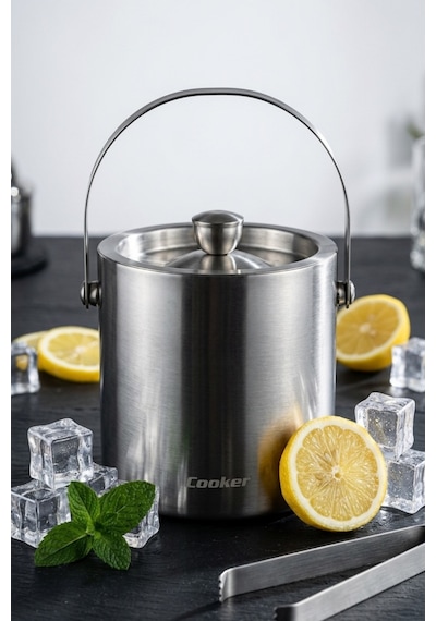 Cooker 1.6 Litre Çelik Buz Kovası Yk1838 Gümüş