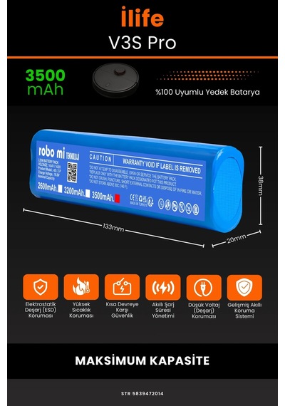 İlife V3s Pro 3500mah Robot Süpürge Bataryası