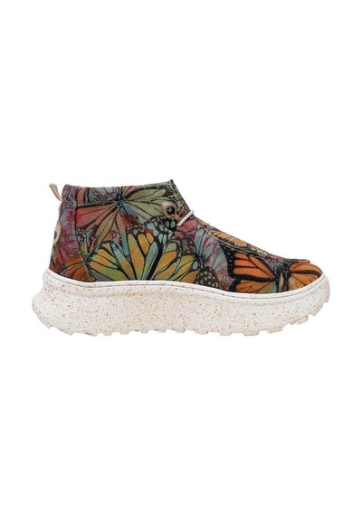 Kadın Vegan Deri Krem Bot - Moths And Butterflies Tasarım Multicolor