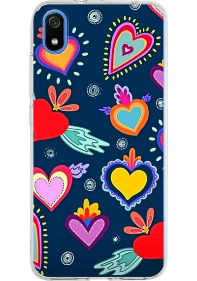 Xiaomi Redmi 7a İle Uyumlu 1mm Slim Fit Retro Renkler 3 Baskılı Şeffaf Kılıf