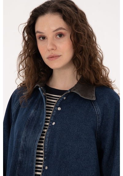 U.S. Polo Assn. Kadın Koyu Mavi Jean Gömlek Ceket 50309434-DN0023