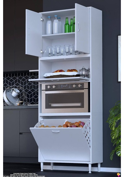 Vega 85 Cm Fırın Uyumlu 2 Göz Sepetli Çok Amaçlı Mutfak Kiler Banyo Organizer Dolap 85x213x32 Cm Beyaz Vega 85 Cm Fırın Uyumlu 2 Göz Sepetli Çok Amaçlı Mutfak Kiler Banyo Organizer Dolap 85x213x32 Cm Beyaz