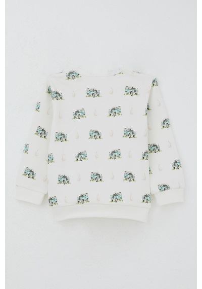 Breeze Erkek Bebek Pijama Takımı Omuzdan Patlı Macera Temalı Küçük Kaşif 4 Ay-1 Yaş, Ekru Ekru