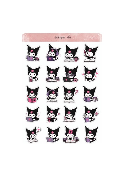 6 Sayfa Kuromi Sticker Seti Kuromi Temalı Ajanda Scrapbook Journal Etiket 0