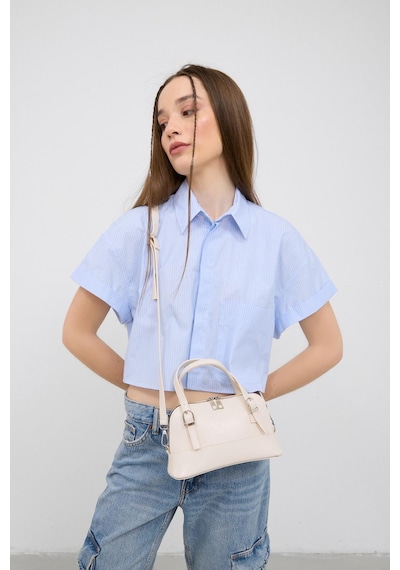 Shule Bags Ribbon Mini Çapraz Çanta Krem Krem