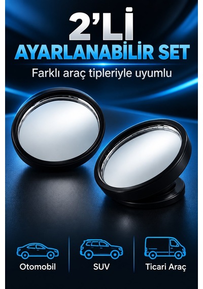 Ayarlanabilir Otomobil Yan Dikiz Kör Nokta Aynası Seti Geniş Açı
