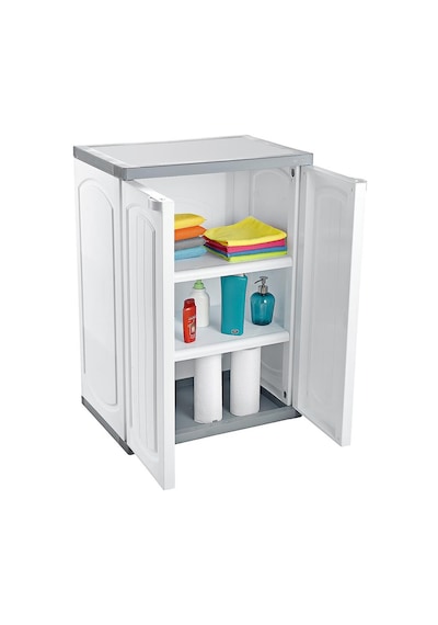 Omnipazar Clk-805 Plastik 2 Kapaklı Çok Amaçlı Banyo Dolabı Demonte Beyaz Beyaz