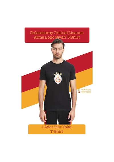 Gsstore Galatasaray Lisanslı Arma T-shirt Siyah