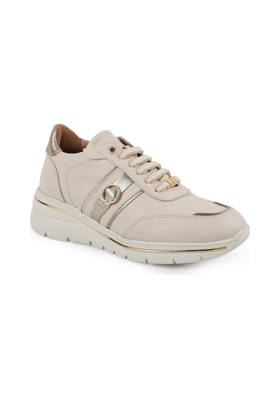 Mamma Mia Kadın Sneaker Bağcıklı Hakiki Deri Hafif Yastıklamalı Chunky Yürüyüş 26y-7110 Bej