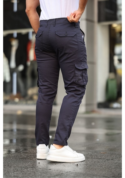 Serseri Jeans Siyah Renk Körüklü Paçası Lastiksiz Kargo Pantolon Gri