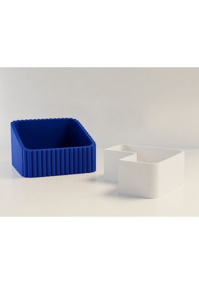 3d Baskı Fıstık Kasesi - Çift Hazneli Kabuk Ayırıcı Sunum Kasesi - Mavi Beyaz Diğer
