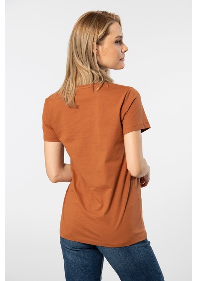Wtshirt Milano Kısa Kol Derin V Yaka Kadın T-shirt Tarçın 001