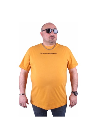 Moc Grande Mocgrande Büyük Beden Sıfır Yaka Tişört Algor Mortis 23173 Hardal