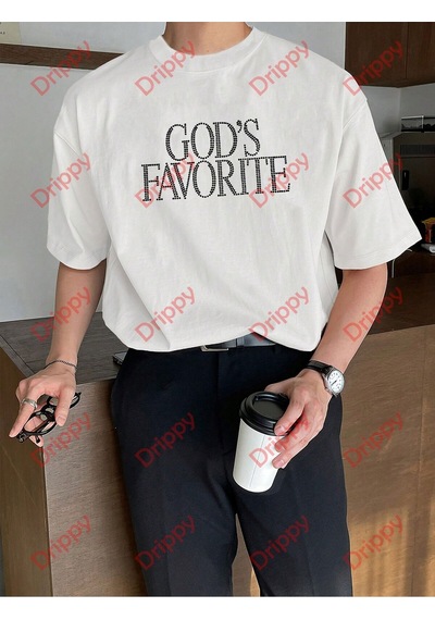 Flood Of Style Unisex God's Favorite Baskılı Tshirt Siyah Beyaz