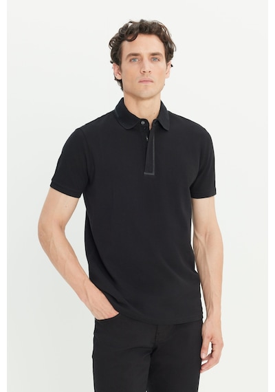 AC&Co / Altınyıldız Classics  Erkek Sıyah %100 Pamuk Slim Fit Dar Kesim Polo Yaka Tişört SIYAH