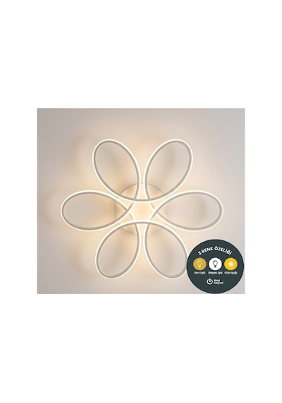 Yonca 6 Lı Beyaz Plafonyer Kumandalı 3 Renkli Salon, Mutfak, Çocuk Odası İçin Modern Led Avize