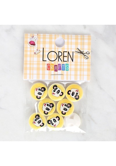 Loren Crafts 8'li Panda Düğme - 1060