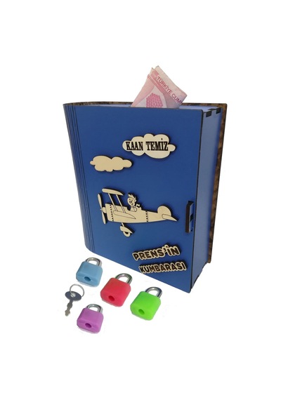 Kişiye Özel Dekoratif Ahşap Prens Kitap Kumbara - Tipbox