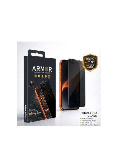 Premium Armor Series İphone 17 Pro İçin Uyumlu Hayalet Guard Özellikli Privacy Temperli Cam Ekran Koruyucu 28 Derece