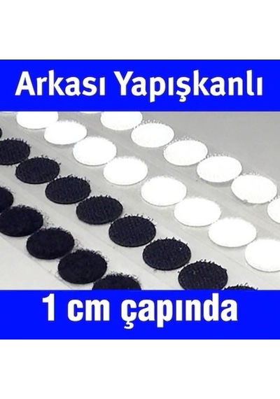 100 Adet 1Cm Çap Arkası Yapışkanlı Yuvarlak Cırt Cırtlı Bant