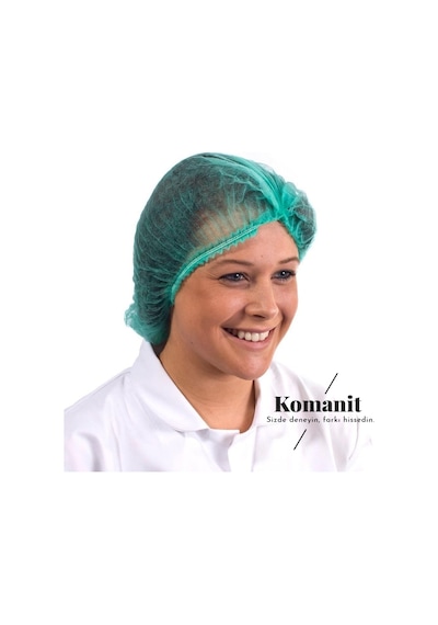 Komanit Tekstil Tek Kullanımlık Yeşil Akordeon Bone 50 x 45 CM 100'lü