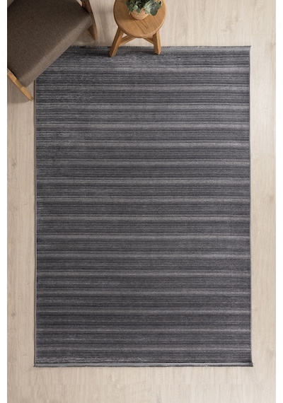 Koza Halı Stripe Antrasit Kilim Kaymaz Taban Salon Oturma Odası Antre Halıs Antrasit