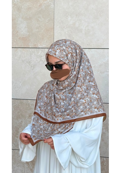 Qalortex Scarf Meyra Desen B.boy Eşarp - Kahve