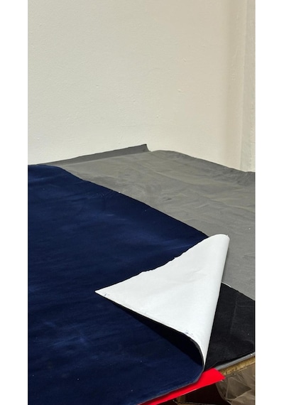 Yapışkanlı Flok Süet Suni Deri 100 X 150 - Lacivert Lacivert