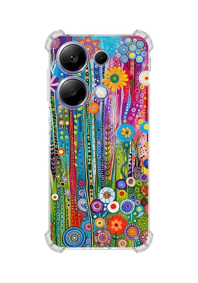Printify Redmi Note 13 Pro 4g İle Uyumlu Düşlerin Dansı Serisi Folklorik Bahçe Tasarımlı Uv Baskılı Köşe Korumalı Antişok Kılıf Şeffaf