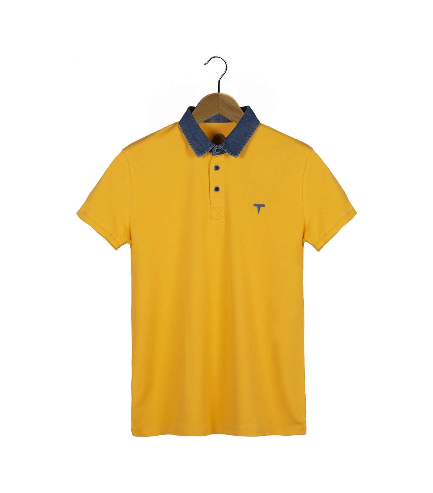 Veaven Erkek Yakası Kot Detaylı Polo Yaka T-shirt Vavn21y-3400748-01 Hardal Hardal