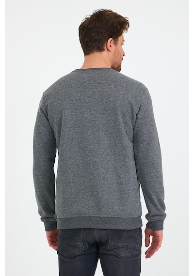 Polostate Erkek İskelet Nakışlı 3 İplik Bisiklet Yaka Sweatshirt Antrasit