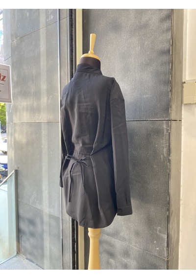 Pera Moda Çok Yönlü Bağlanabilir Oversize Gömlek Siyah