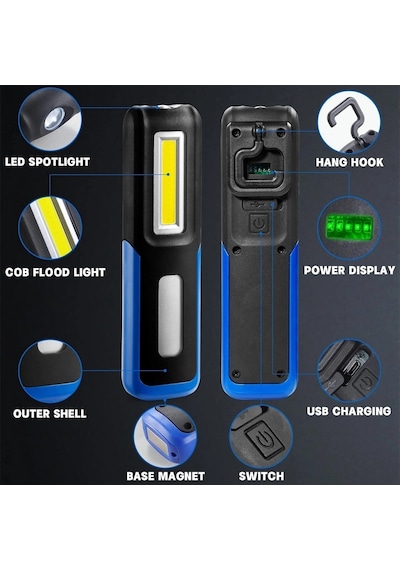 Lightingx Lx-028 Cob Led Mıknatıslı Çalışma Lambası Tamirci Feneri