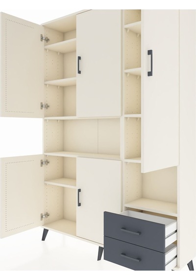 Arges Dolap 10 Raflı 2 Çekmeceli 5 Kapaklı 132x30x195 Aytaşı-aytaşı/antrasit Aytası/antrasıt