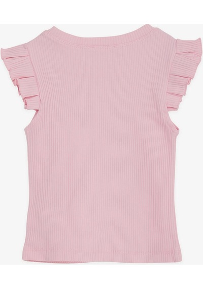 Breeze Kız Çocuk Crop Tişört Kolları Fırfırlı 8-14 Yaş, Pembe-pembe Pembe