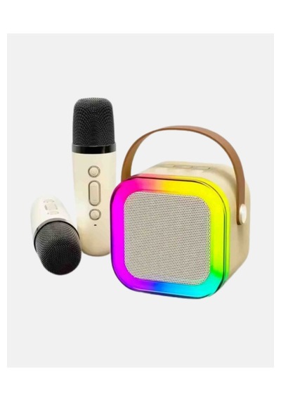 Karaoke Hoparlör Taşınabilir Çift Mikrofonlu Ve Led Işıklı Bluetooth 5.0 -