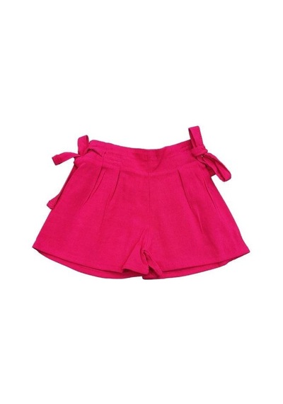Çikoby Kız Bebek Kalpli T-shirt Keten Şortlu Takım-13875 Bej