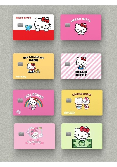 8'li Hello Kitty Set Çipli Veya Çipsiz Kart, Kredi Kartı, Akbil Kaplama Stickerı 1
